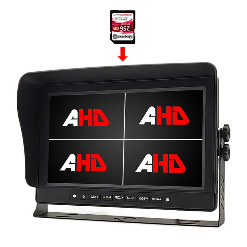 Moniteur AHD d'enregistrement vidéo à affichage quadruple étanche 10.1