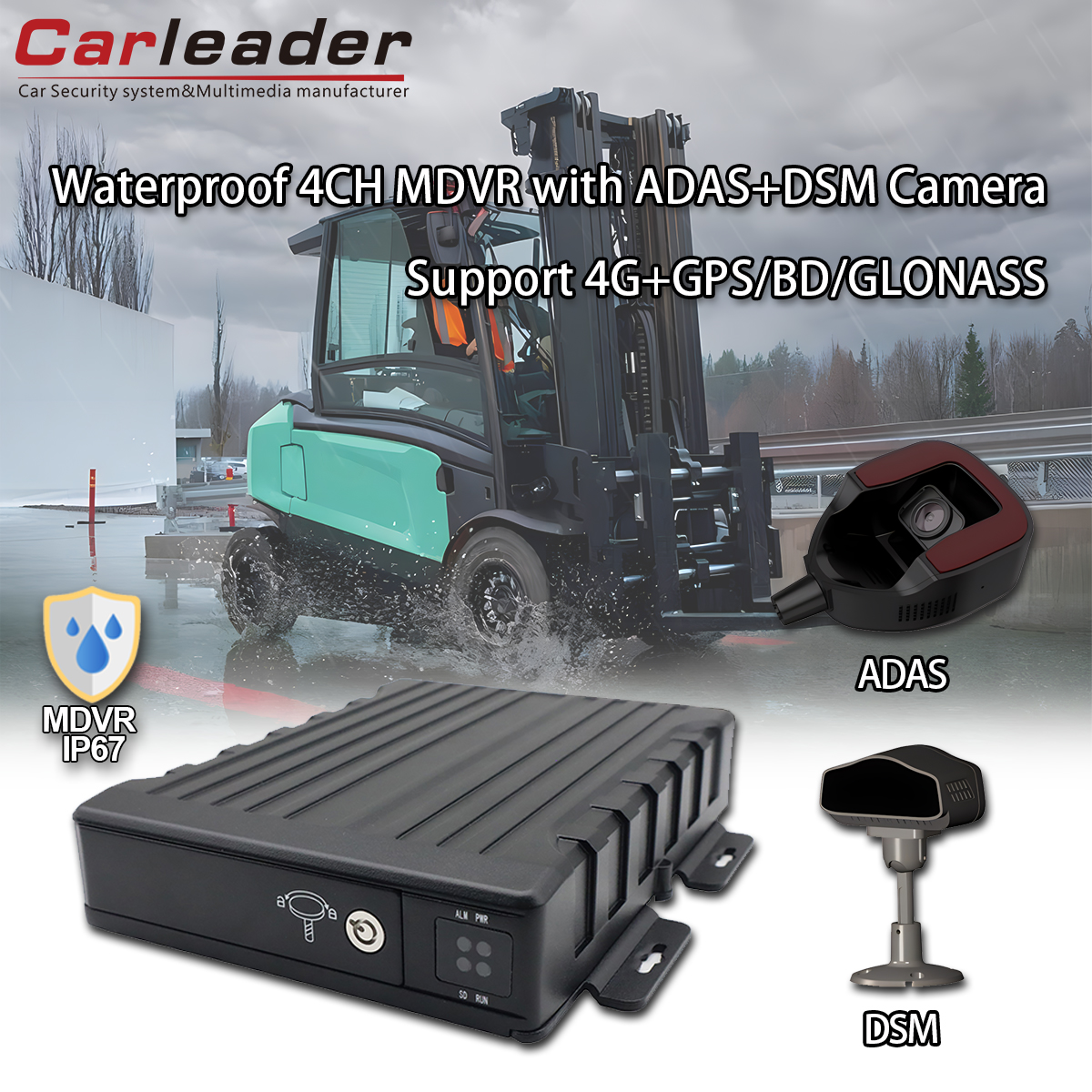 CARLEADER DVR mobile SD 4CH étanche avec caméra ADAS + DSM