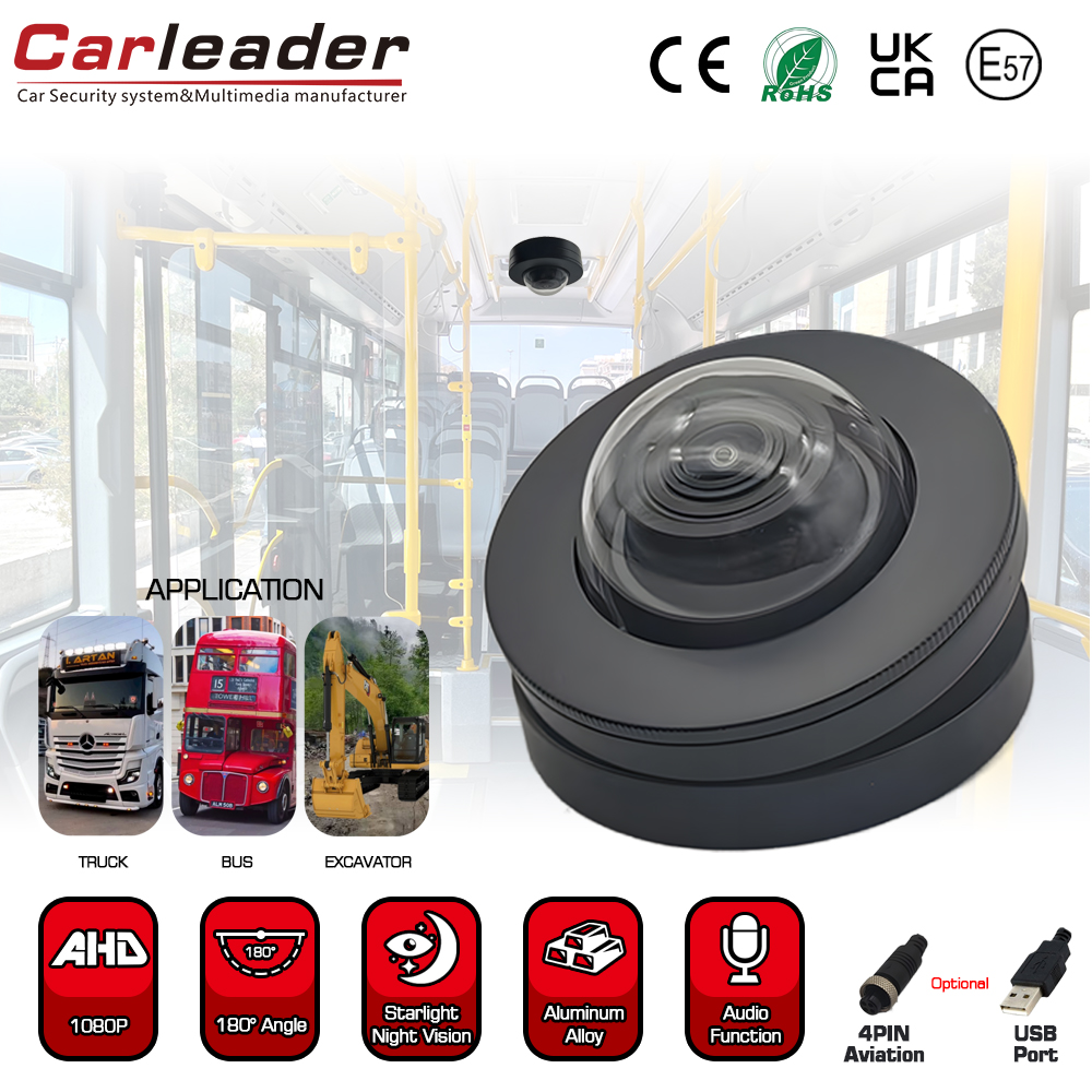 Carleader 180 degrés grand angle HD 1080p Caméra de véhicule en dôme pour surveillance de véhicule