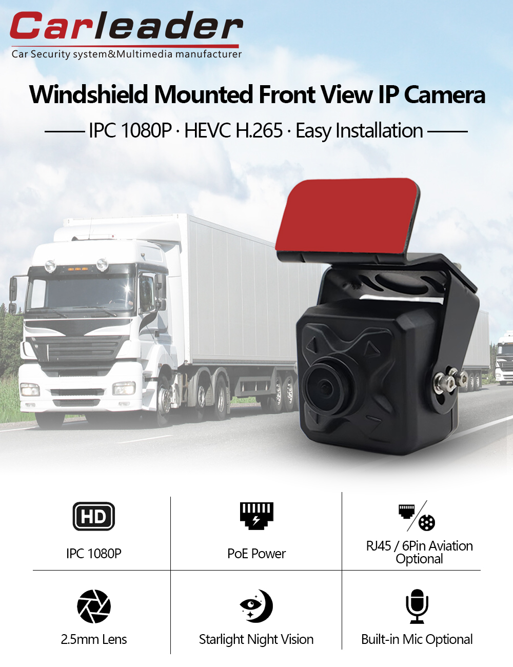 Nouvelle caméra IP View IP monté sur le pare-brise