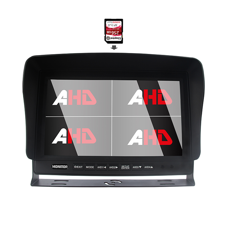 Carleader 10,1 pouces AHD Quad Split Display SD DVR Moniteur de véhicule