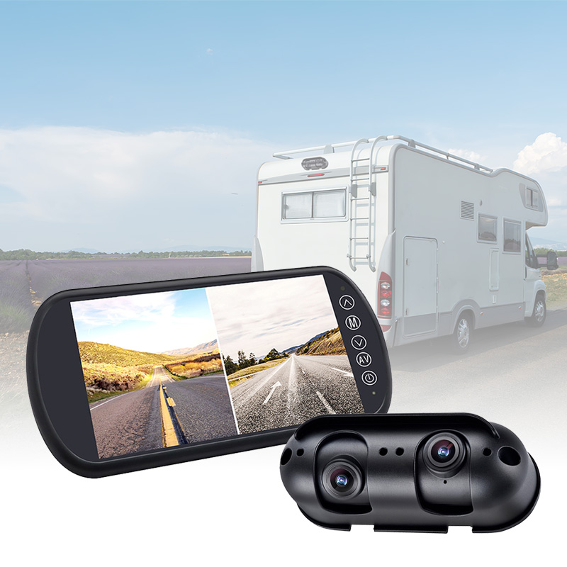 Protégez votre camping-car/moto avec le système de moniteur miroir à double objectif Carleader de 7 pouces Protégez votre camping-car/moto avec le système de moniteur miroir à double objectif Carleader de 7 pouces