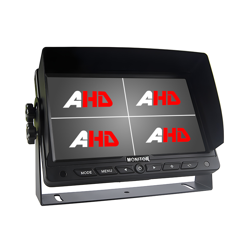 Moniteur Quad AHD de voiture de 7 pouces avec 4 entrées de caméra et enregistrement sur carte SD