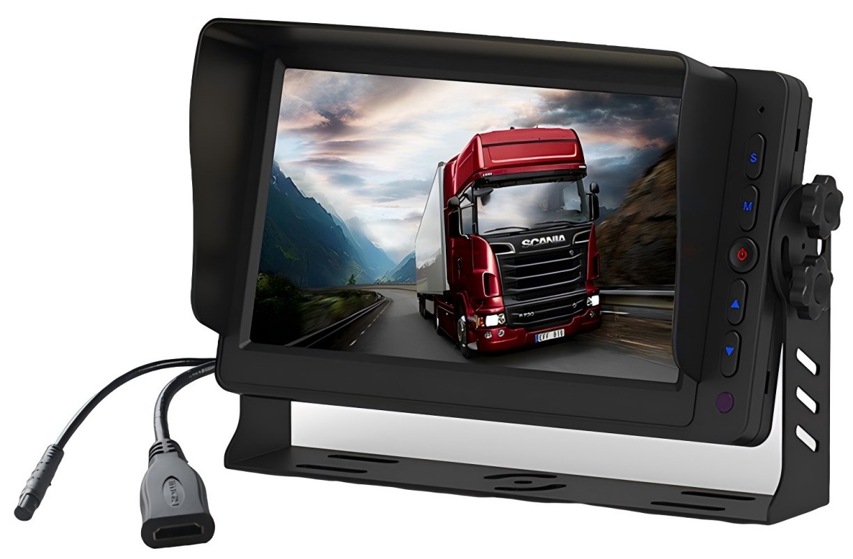 Moniteur de véhicule HDMI 7 pouces avec deux entrées AV, déclencheur inversé et haut-parleur intégré