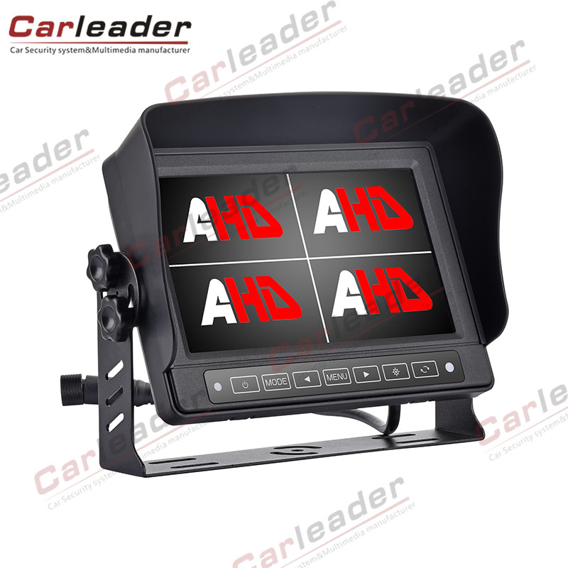 Moniteur Quad AHD de voiture étanche de 7 pouces avec bouton tactile