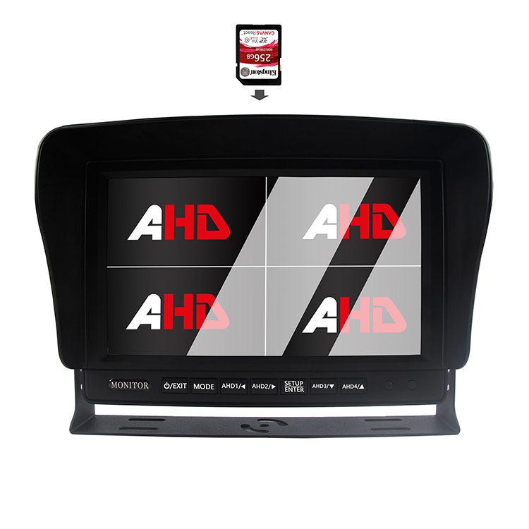 Moniteur AHD d'enregistrement vidéo de camion à affichage quadruple de 9 pouces