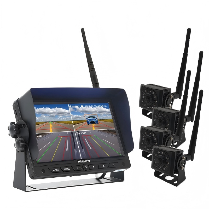 Système de caméra de recul numérique sans fil AI 7 ''2.4G avec caméra IP68 pour bus de remorque de camion